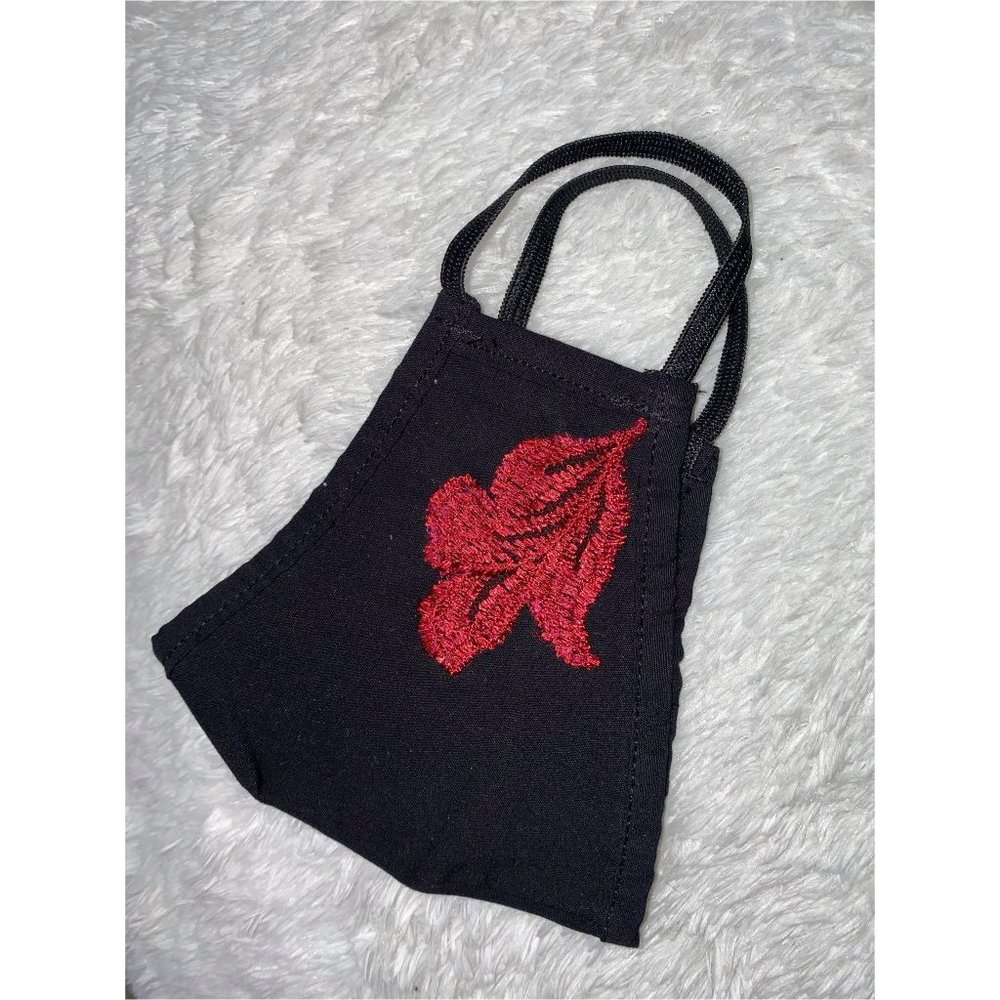 BLACK AND RED HANDMADE FACE MASK